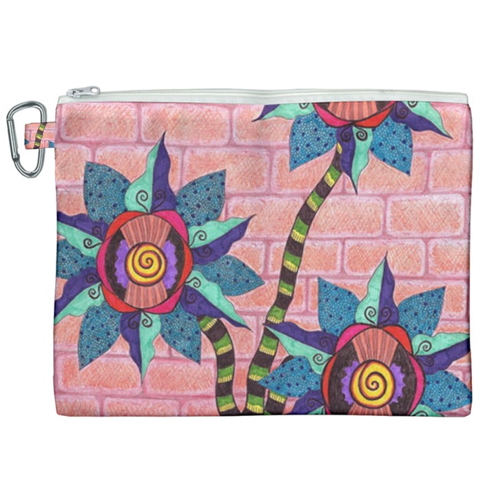 Brick Wall Flower Pot in Color Canvas Cosmetic Bag (XXL)