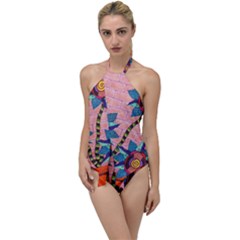 Brick Wall Flower Pot In Color Go With The Flow One Piece Swimsuit by okhismakingart