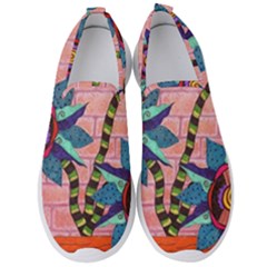 Brick Wall Flower Pot In Color Men s Slip On Sneakers by okhismakingart