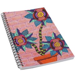 Brick Wall Flower Pot In Color 5 5  X 8 5  Notebook by okhismakingart