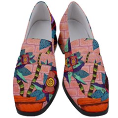 Brick Wall Flower Pot In Color Women s Chunky Heel Loafers by okhismakingart