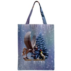 Merry Christmas, Funny Pegasus With Penguin Zipper Classic Tote Bag by FantasyWorld7