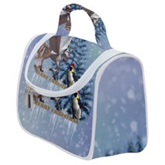 Merry Christmas, Funny Pegasus With Penguin Satchel Handbag by FantasyWorld7