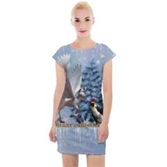 Merry Christmas, Funny Pegasus With Penguin Cap Sleeve Bodycon Dress by FantasyWorld7