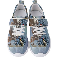 Merry Christmas, Funny Pegasus With Penguin Men s Velcro Strap Shoes by FantasyWorld7