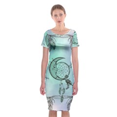 Dreamcatcher With Moon And Feathers Classic Short Sleeve Midi Dress by FantasyWorld7