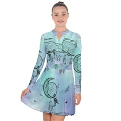 Dreamcatcher With Moon And Feathers Long Sleeve Panel Dress by FantasyWorld7