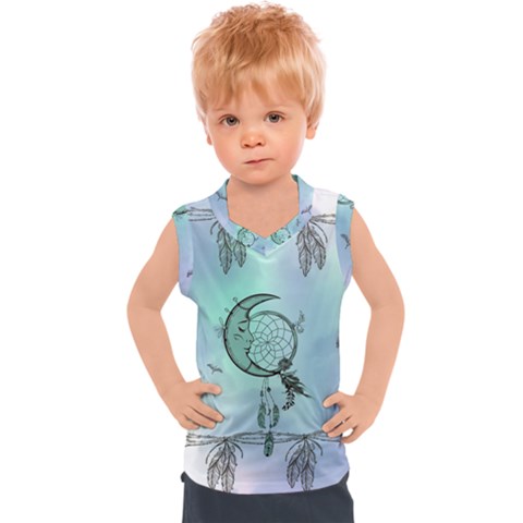 Dreamcatcher With Moon And Feathers Kids  Sport Tank Top by FantasyWorld7