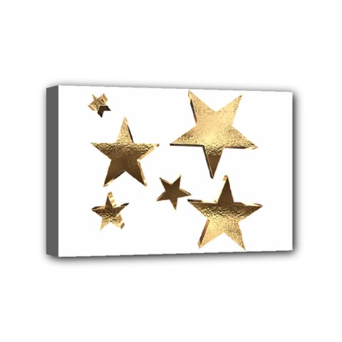 Stars Faux Gold Elegant Starry Festive Christmas Pattern Mini Canvas 6  X 4  (stretched) by yoursparklingshop