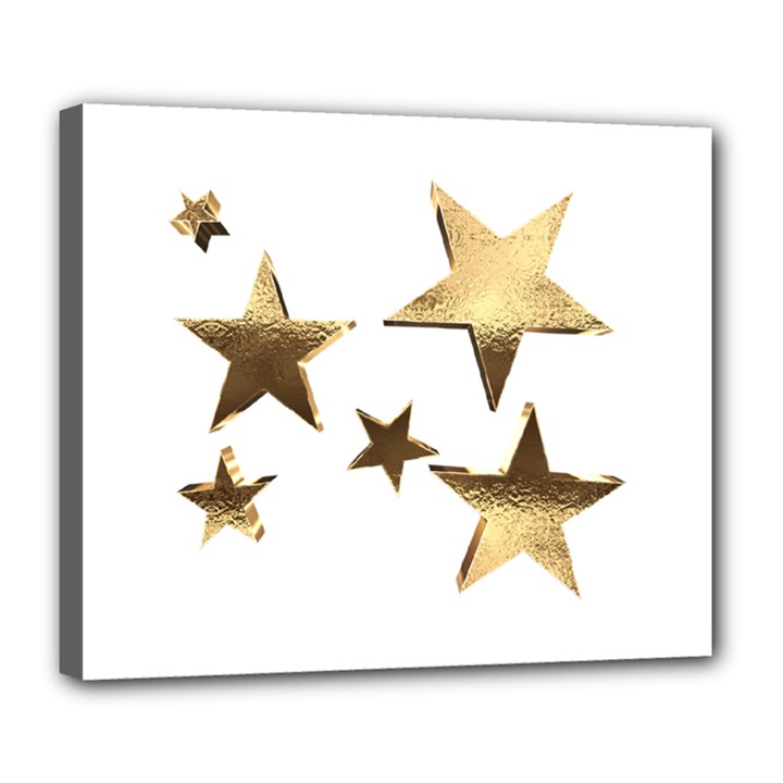 Stars Faux Gold Elegant Starry Festive Christmas Pattern Deluxe Canvas 24  x 20  (Stretched)