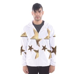 Stars Faux Gold Elegant Starry Festive Christmas Pattern Men s Hooded Windbreaker by yoursparklingshop