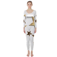 Stars Faux Gold Elegant Starry Festive Christmas Pattern Long Sleeve Catsuit by yoursparklingshop