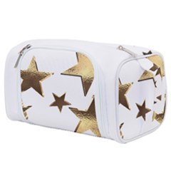 Stars Faux Gold Elegant Starry Festive Christmas Pattern Toiletries Pouch by yoursparklingshop