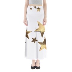 Stars Faux Gold Elegant Starry Festive Christmas Pattern Full Length Maxi Skirt by yoursparklingshop