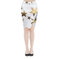 Stars Faux Gold Elegant Starry Festive Christmas Pattern Midi Wrap Pencil Skirt by yoursparklingshop