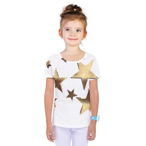 Stars Faux Gold Elegant Starry Festive Christmas Pattern Kids  One Piece Tee by yoursparklingshop