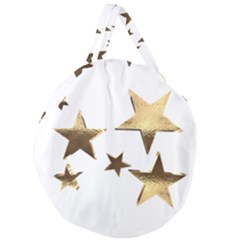 Stars Faux Gold Elegant Starry Festive Christmas Pattern Giant Round Zipper Tote by yoursparklingshop