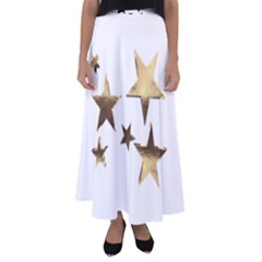 Stars Faux Gold Elegant Starry Festive Christmas Pattern Flared Maxi Skirt by yoursparklingshop