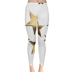 Stars Faux Gold Elegant Starry Festive Christmas Pattern Inside Out Leggings by yoursparklingshop