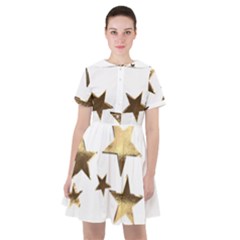 Stars Faux Gold Elegant Starry Festive Christmas Pattern Sailor Dress by yoursparklingshop