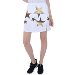 Stars Faux Gold Elegant Starry Festive Christmas Pattern Tennis Skirt by yoursparklingshop