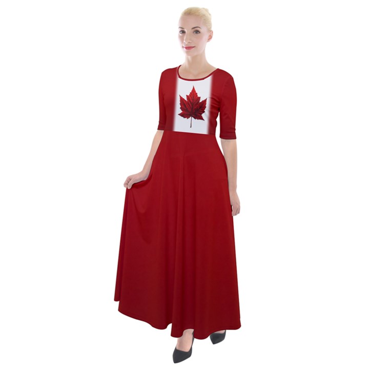 Canada Flag Dresses Half Sleeves Maxi Dress