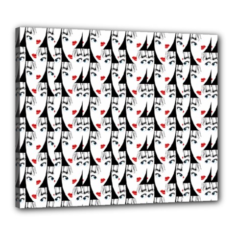 Cartoon Style Asian Woman Portrait Collage Pattern Canvas 24  X 20  (stretched) by dflcprintsclothing