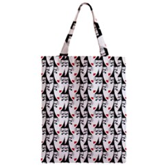 Cartoon Style Asian Woman Portrait Collage Pattern Zipper Classic Tote Bag by dflcprintsclothing