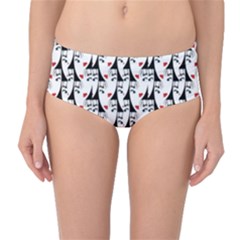 Cartoon Style Asian Woman Portrait Collage Pattern Mid-waist Bikini Bottoms by dflcprintsclothing