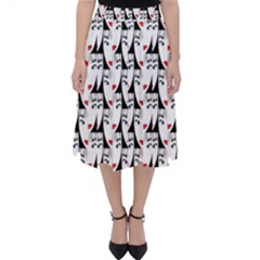 Cartoon Style Asian Woman Portrait Collage Pattern Classic Midi Skirt by dflcprintsclothing