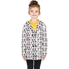 Cartoon Style Asian Woman Portrait Collage Pattern Kids  Double Breasted Button Coat by dflcprintsclothing