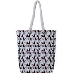 Cartoon Style Asian Woman Portrait Collage Pattern Full Print Rope Handle Tote (small) by dflcprintsclothing