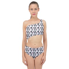 Cartoon Style Asian Woman Portrait Collage Pattern Spliced Up Two Piece Swimsuit