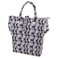 Cartoon Style Asian Woman Portrait Collage Pattern Buckle Top Tote Bag by dflcprintsclothing