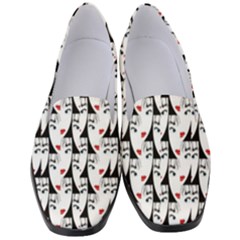 Cartoon Style Asian Woman Portrait Collage Pattern Women s Classic Loafer Heels by dflcprintsclothing