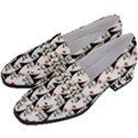 Cartoon Style Asian Woman Portrait Collage Pattern Women s Chunky Heel Loafers View2