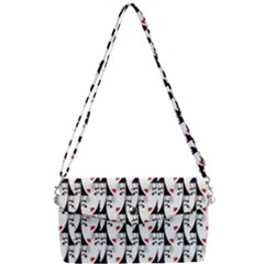 Cartoon Style Asian Woman Portrait Collage Pattern Removable Strap Clutch Bag by dflcprintsclothing