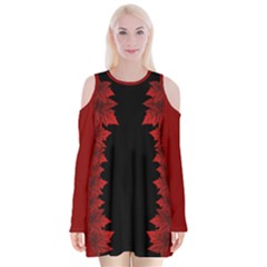 Canada Maple Leaf Dresses Velvet Long Sleeve Shoulder Cutout Dress by CanadaSouvenirs