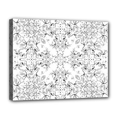 Black And White Decorative Ornate Pattern Canvas 14  X 11  (stretched)