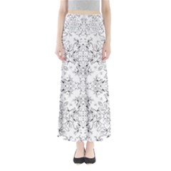 Black And White Decorative Ornate Pattern Full Length Maxi Skirt by dflcprintsclothing