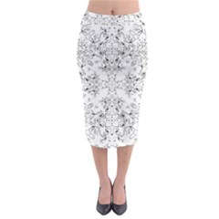 Black And White Decorative Ornate Pattern Midi Pencil Skirt by dflcprintsclothing