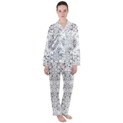 Black And White Decorative Ornate Pattern Satin Long Sleeve Pyjamas Set by dflcprintsclothing