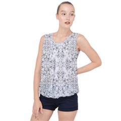 Black And White Decorative Ornate Pattern Bubble Hem Chiffon Tank Top by dflcprintsclothing