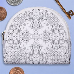 Black And White Decorative Ornate Pattern Horseshoe Style Canvas Pouch