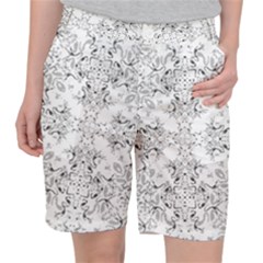 Black And White Decorative Ornate Pattern Pocket Shorts