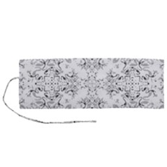 Black And White Decorative Ornate Pattern Roll Up Canvas Pencil Holder (m) by dflcprintsclothing