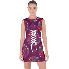 Circle Pattern Lace Up Front Bodycon Dress