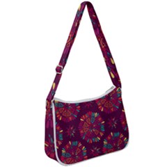 Circle Pattern Zip Up Shoulder Bag