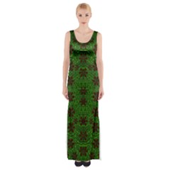 Rose Stars So Beautiful On Green Thigh Split Maxi Dress by pepitasart