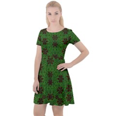 Rose Stars So Beautiful On Green Cap Sleeve Velour Dress 